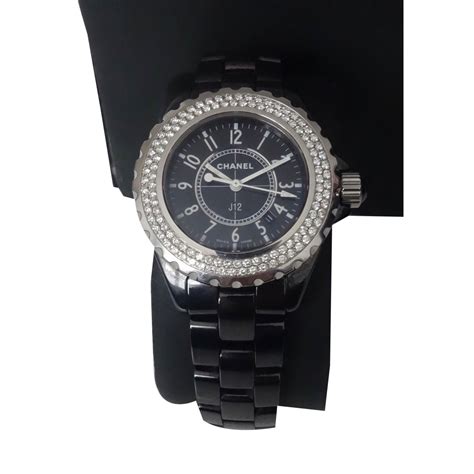 montre chanel noire femme|Chanel j12 montre.